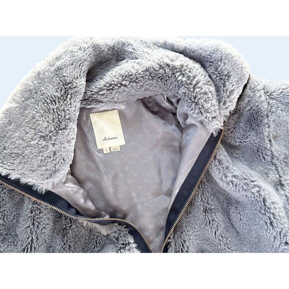 ANTHROPOLOGIE Elevenses Grey Faux Fur High Collar Jacket Coat Sz M - Picture 5 of 8